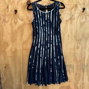 Elegant Navy Striped Dress